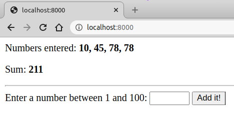 A form to input a new number for the PHP testing example